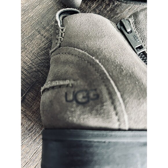 UGG Aureo Suede Side Zip Ankle Boots Olive Green Sz US 7.5/UK 5.5/UE 38.5 - Picture 8 of 13